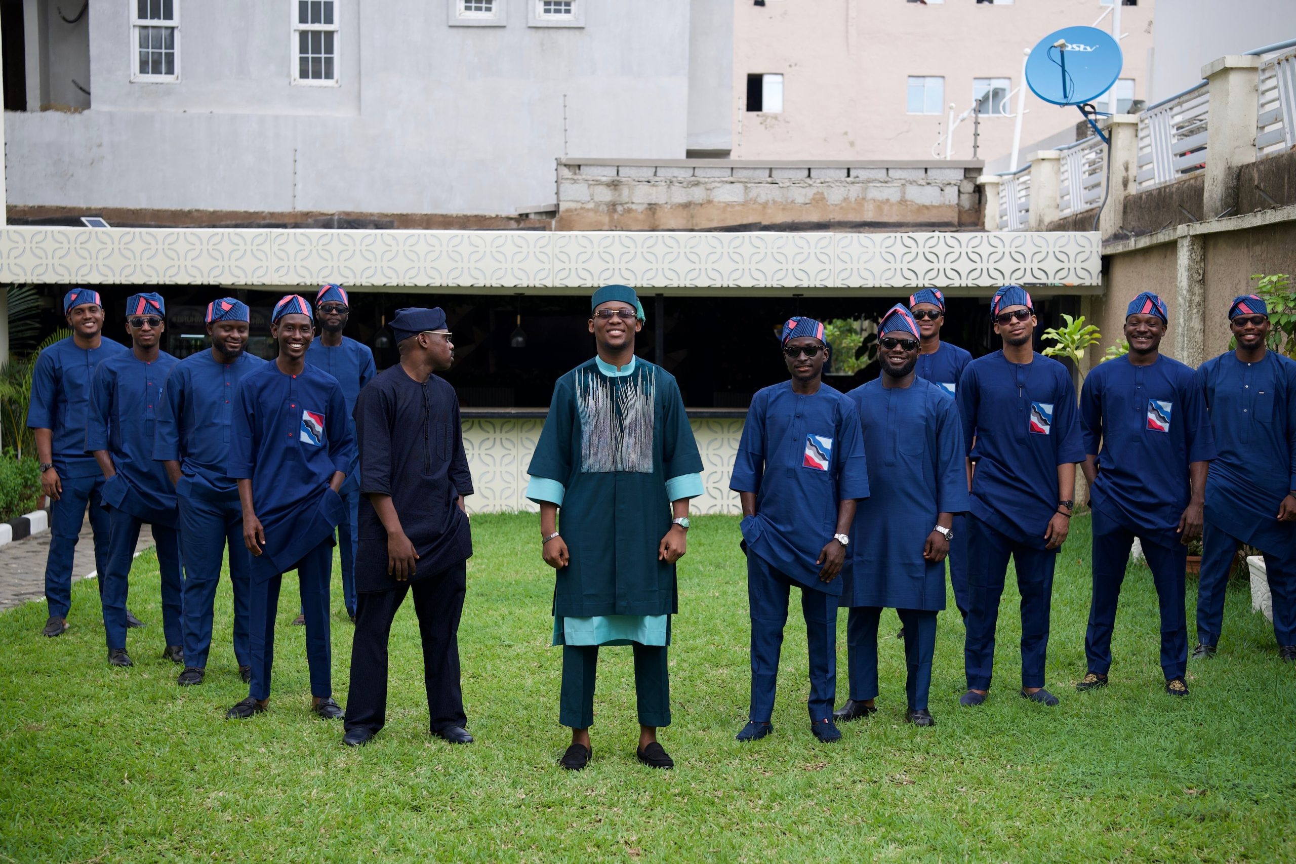 Agbada groom seated