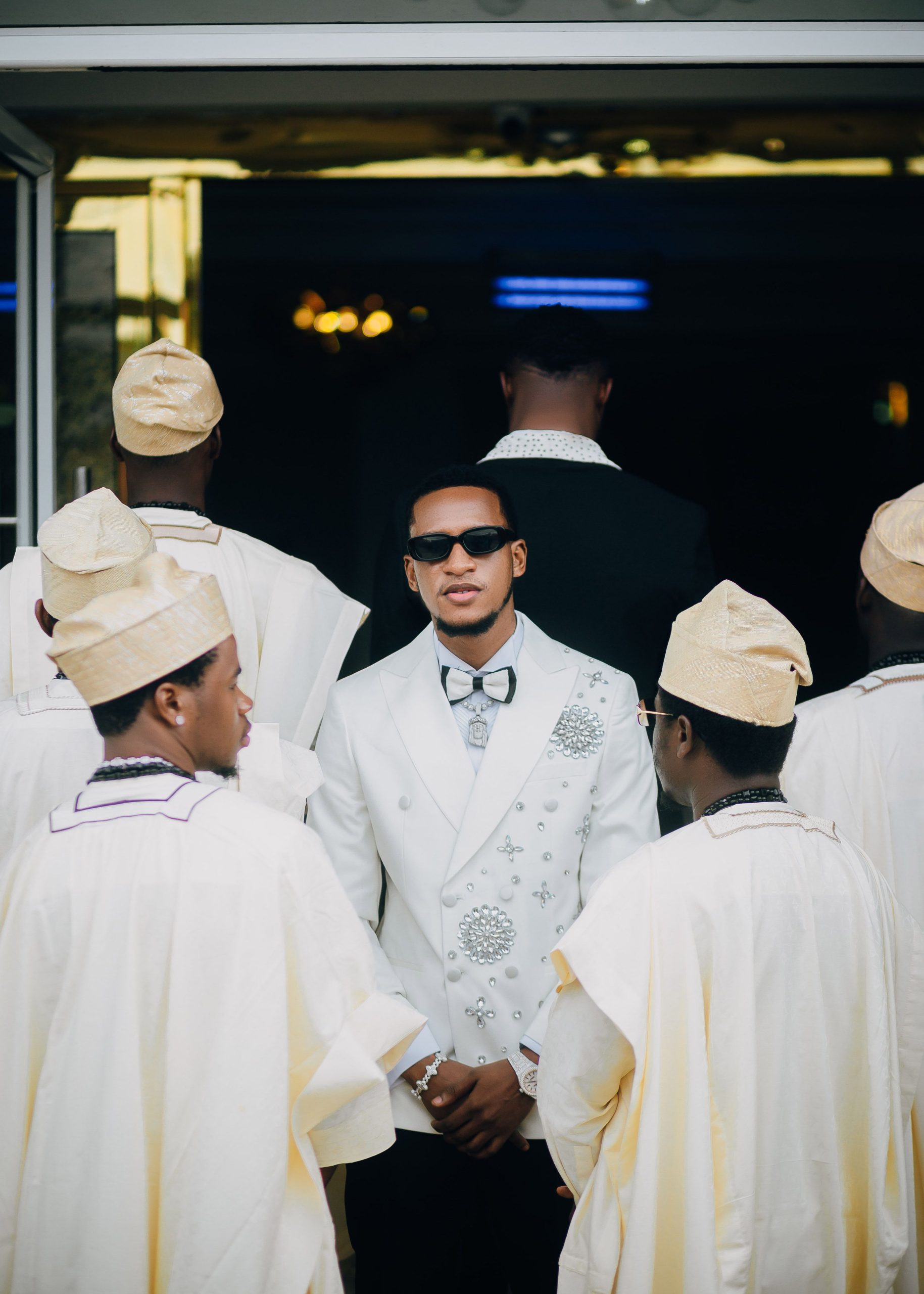Groom and bride in traditional attire